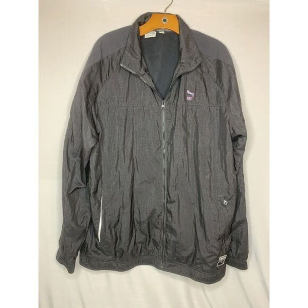 PUMA Windbreaker Workout Jacket Men’s Size XL Black Logo RARE Vtg‎